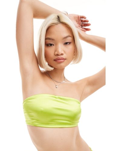 Monki Mix And Match Bandeau Bikini Top - Green
