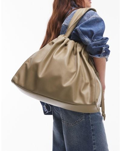 TOPSHOP Thom Oversized Tote Bag With Ruched Detail - Blue