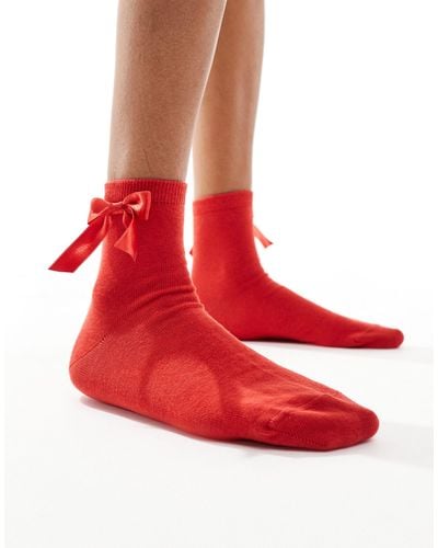 ASOS Bow Ankle Socks - Red