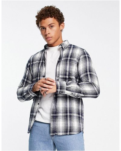 French Connection Long Sleeve Check Flannel Shirt - White
