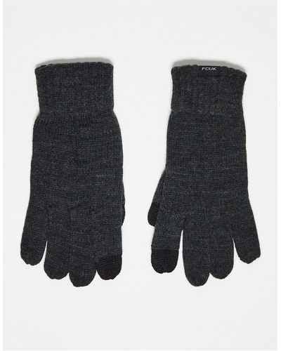 French Connection Fcuk - Geribbelde Handschoenen - Zwart