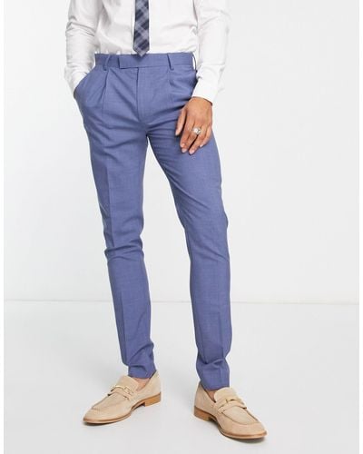 Noak Premium Wool-rich Skinny Suit Trousers - Blue