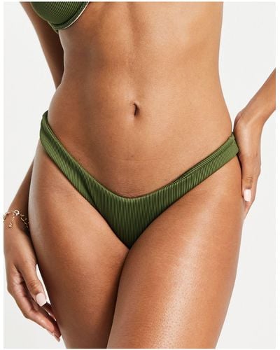 Kulani Kinis Slip bikini sgambati a coste color kaki - Verde