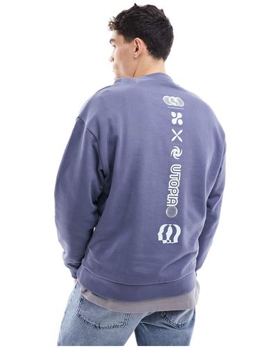 ASOS Oversized Sweatshirt With Spine Print - Blue