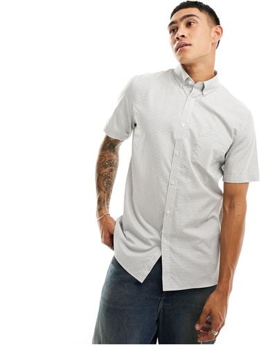 Lacoste Short Sleeve Check Shirt - White
