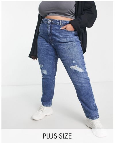 ONLY Careneda Distressed Mom Jeans - Blue