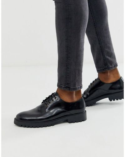 Office Chunky Lace Up Shoe - Black