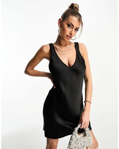 Flounce London Mini Slip Dress - Black