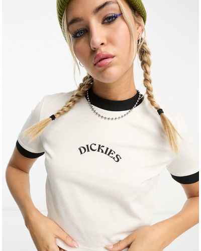 Dickies Warm Springs - Kort T-shirt Met Centraal Logo En Contrasterende Rand - Naturel