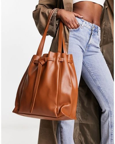 French Connection Knotted Tote Bag - Brown