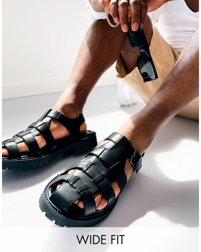 Red Tape Wide Fit Premium Chunky Sporty Sandals - Black