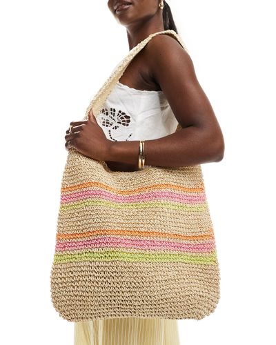 Bershka Crochet Slouchy Bag - Natural