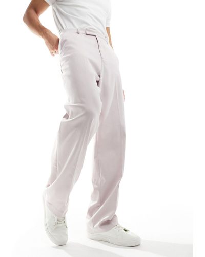 ASOS Pantalon large habillé - rose clair - Blanc