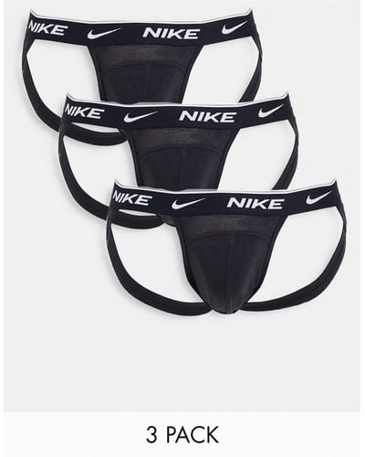 Nike – e jockstraps aus baumwollstretch im 3er-pack - Schwarz