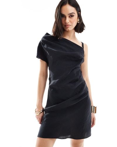 ASOS Fallen Shoulder Mini Dress With Thick Strap Detail - Black