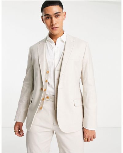 ASOS Slim Linen Mix Suit Jacket - Multicolour