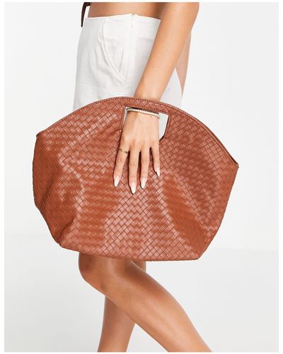 SVNX Tote Bag With Weave Detail - Brown