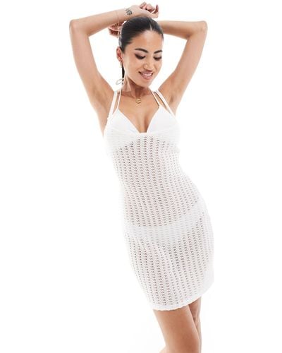 Miss Selfridge Beach Skinny Strap Mini Dress - White