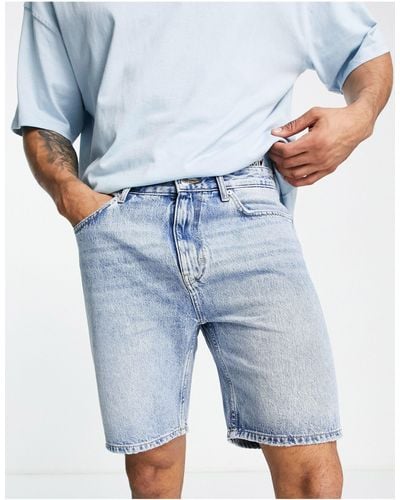 Pull&Bear Relaxed Fit Denim Shorts - Blue