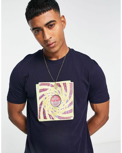 Ben Sherman T-shirt Met Platenprint - Blauw