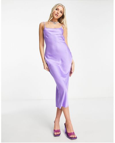 Public Desire Robe nuisette en tissu satiné à encolure carrée - lilas - Violet