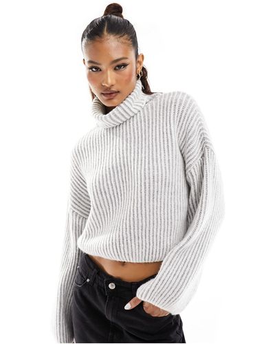 Stradivarius Chunky High Neck Sweater - White