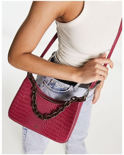 Paul Costelloe Leather Chain Detail Shoulder Bag - Pink