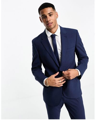 Noak Santiponce Wool-rich Skinny Suit Jacket - Blue