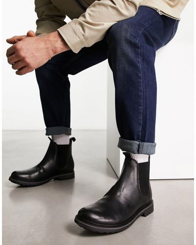 Schuh Dylan - bottines chelsea décontractées en cuir - noir