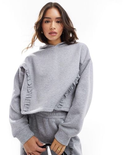 ASOS Oversized Hoodie With Frill Detail - Grey
