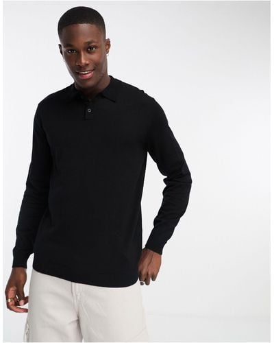 ASOS Knitted Essential Polo Sweater - Black