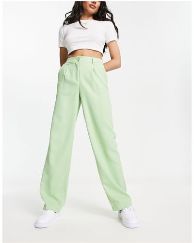 Noisy May Tailored Straight Leg Trousers - Green