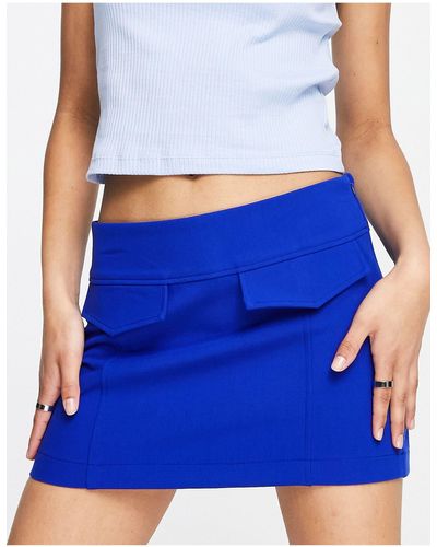 Pull&Bear Low Rise Mini Skirt With Pocket Detail - Blue