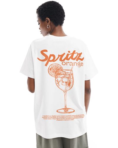 ASOS Regular Fit T-shirt With Orange Spritz Drink - White