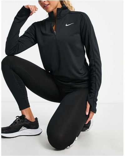 Nike Pacer dri-fit - top a maniche lunghe con zip corta - Nero