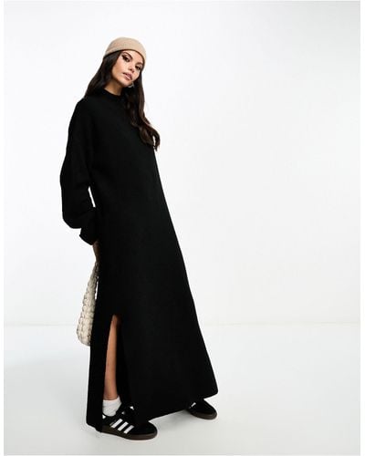Miss Selfridge Funnel Neck Side Splits Knit Maxi Dress - Black