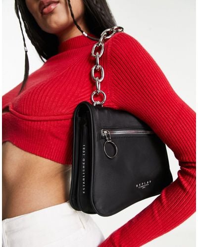 Replay Chain Strap Shoulder Bag - Red
