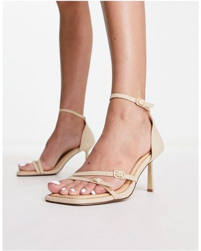 ASOS Henley Buckle Detail Mid Heeled Sandals - Natural