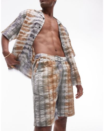 TOPMAN – shorts aus seersucker mit batikmuster, kombiteil - Weiß