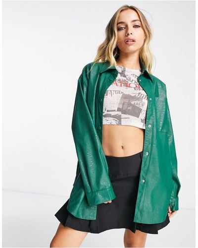 ONLY Faux Leather Shirt - Green