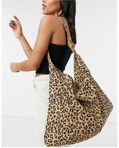 Vero Moda – schultertasche aus baumwolle mit leopardenmuster - multi - Mehrfarbig
