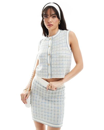 ASOS Knitted Boucle Waistcoat Co-ord - White