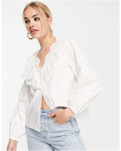 SELECTED Femme - Katoenen Overhemd Met Opvallende Kraag - Wit