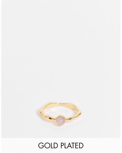 ASOS 14k Plated Ring With Amethyst Style Birthstone - Metallic