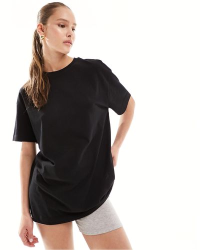 New Look T-shirt oversize nera a tinta unita - Nero
