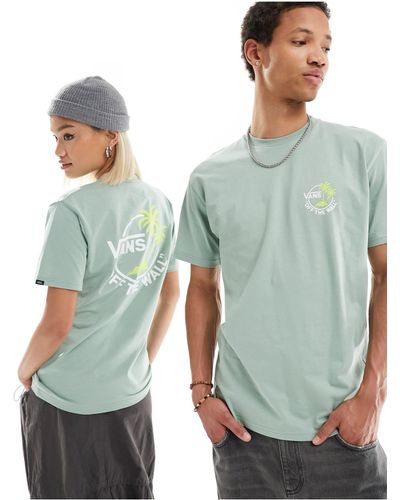 Vans Classic - t-shirt chiaro con stampa con due palme piccole sul retro - Verde