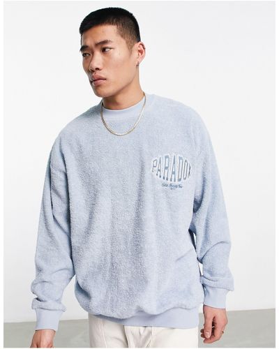 ASOS – oversize-sweatshirt aus em frottee mit stickerei auf der brust - Blau