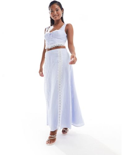 Forever New Lace Detail Maxi Skirt Co-ord - White