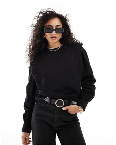 & Other Stories Sweatshirt With Bold Shoulder And Pleated Cuffs - Black