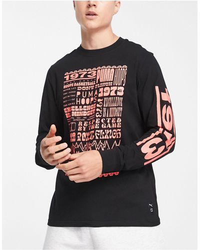 PUMA Basketball Long Sleeve T-shirt With Sleeve Print - Grey